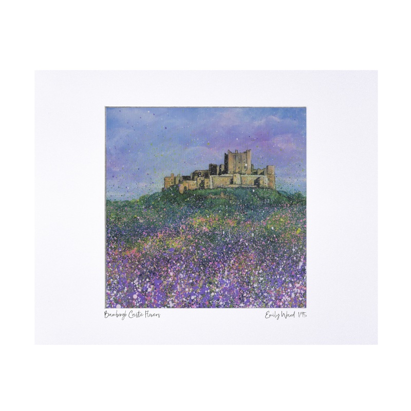 Bamburgh Castle Flowers Limited Edition Print with Mount