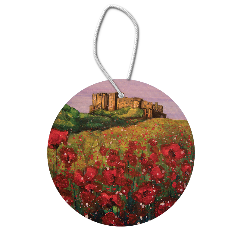 Bamburgh Castle Poppies Ceramic Hanging Pendants