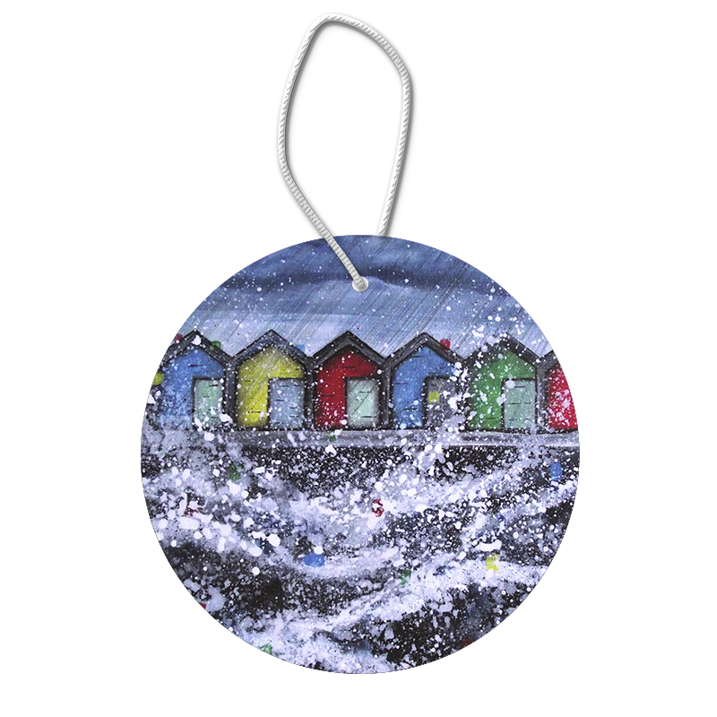 Blyth Beach Huts Ceramic Hanging Pendants