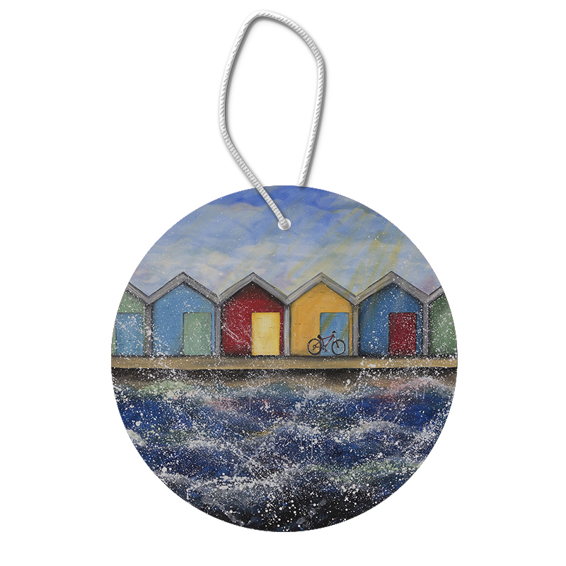 Beach Huts in the Sunshine Ceramic Hanging Pendants